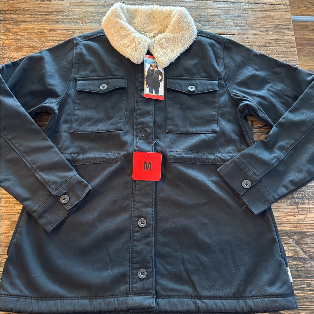 NWT. Hang Ten Women's Utility Fleece lined Jacket. Black.  Size Medium.